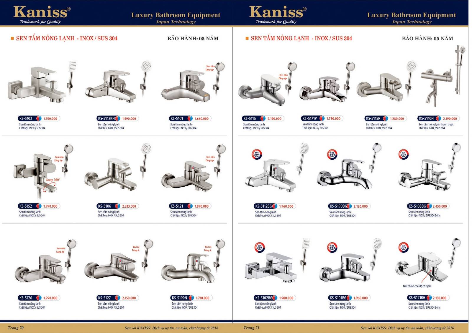 Bảng giá và Catalogue Thiết bị vệ sinh KANISS mới nhất 2025 /Page 36